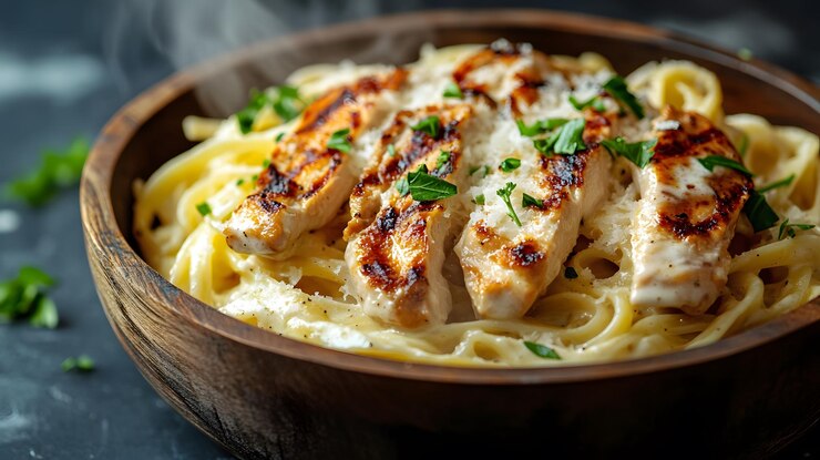 Garlic Butter Chicken Bites with Creamy Pasta